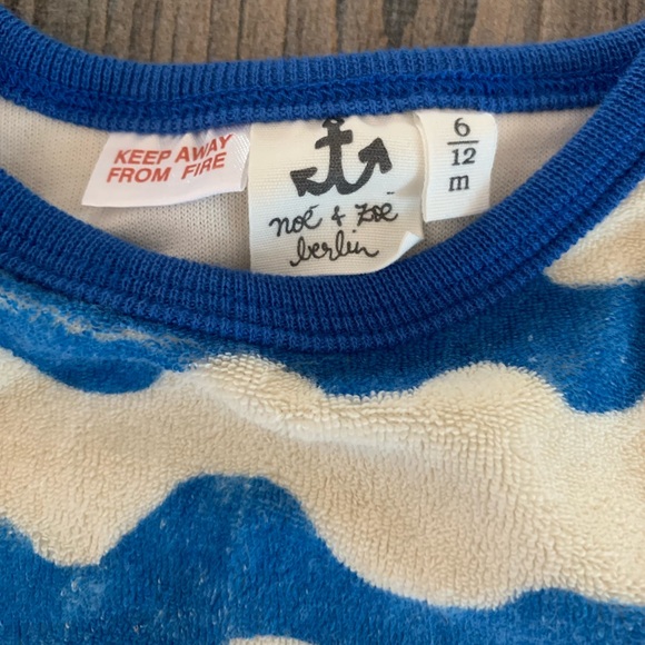 NWOT Noe & Zoe Berlin Terry Ringer Blue Waves Romper - Picture 3 of 5